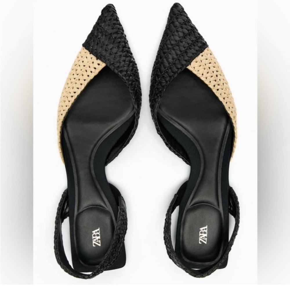 NWOT Woven Raffia Slingback Flats